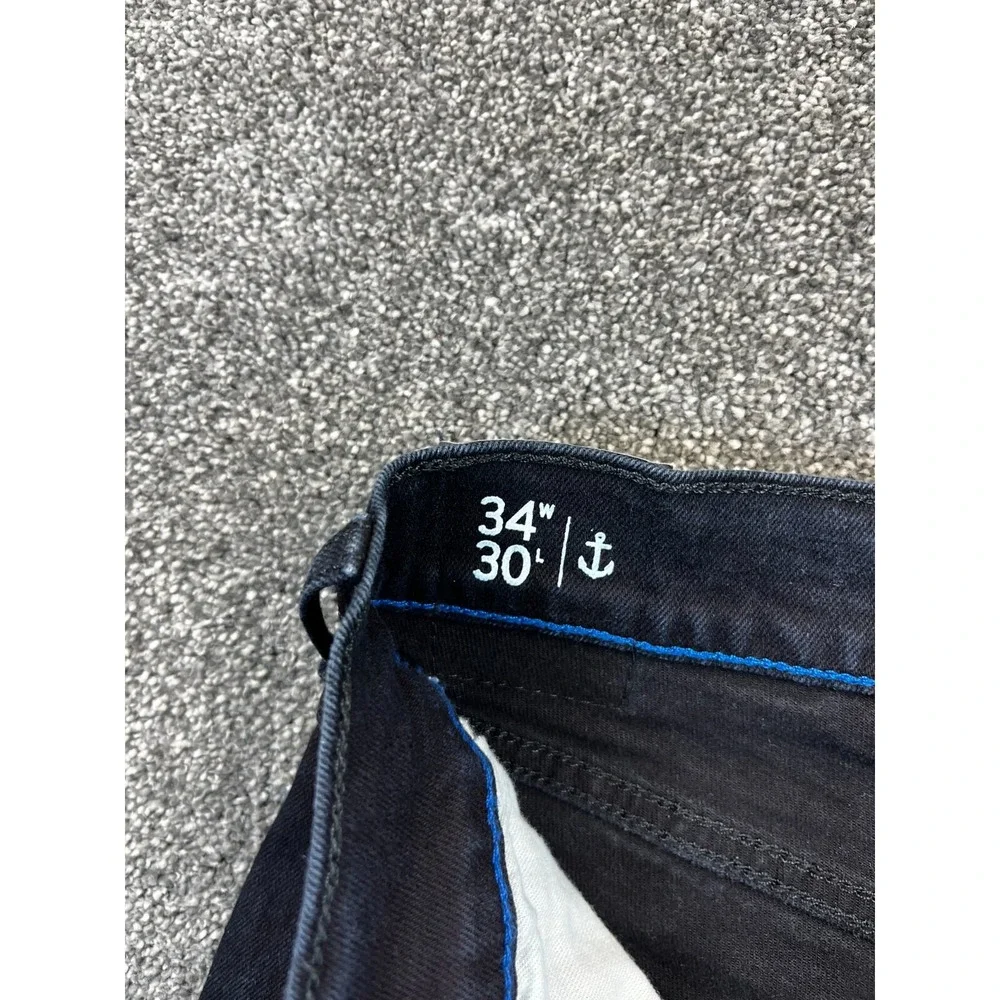 Nautica Jeans Mens Size 34X30 Pocket Regular Straight Fit Black Denim Flat Front